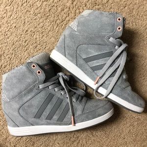 Adidas grey sneakers, wedge sneakers